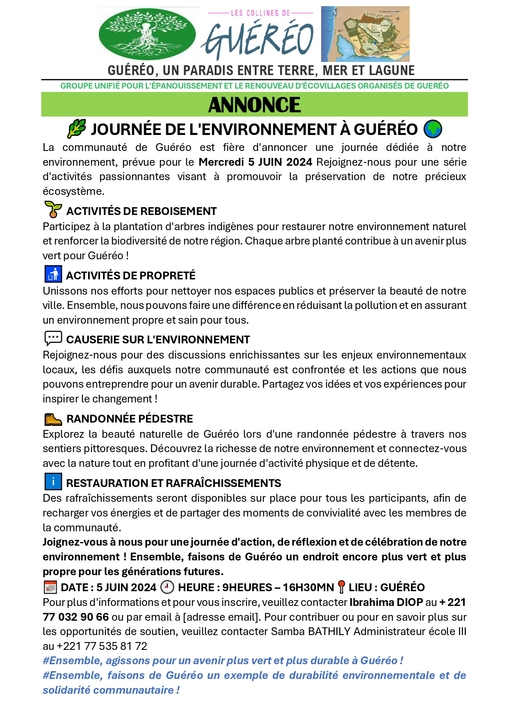 Journée Mondiale de l'Environnement 2024